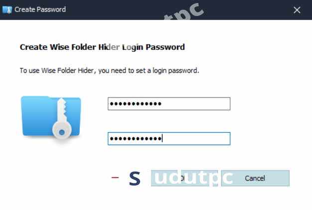 Masukkan password wise folder hider dan klik ok
