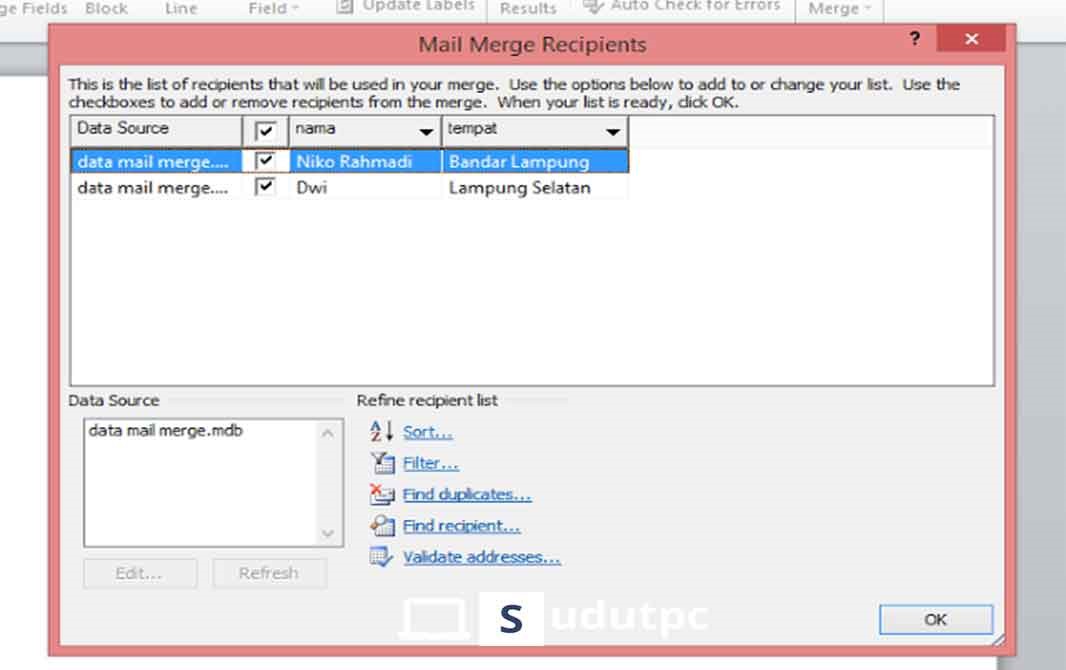 cara membuat mail merge di word